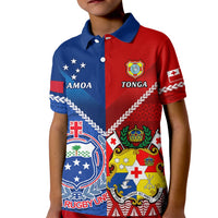 Custom Samoa And Tonga Rugby Kid Polo Shirt 2023 World Cup Manu Samoa With Ikale Tahi - Wonder Print Shop