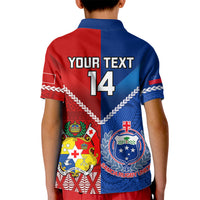 Custom Samoa And Tonga Rugby Kid Polo Shirt 2023 World Cup Manu Samoa With Ikale Tahi - Wonder Print Shop
