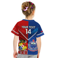 Custom Samoa And Tonga Rugby Kid T Shirt 2023 World Cup Manu Samoa With Ikale Tahi - Wonder Print Shop