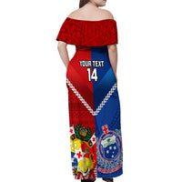 Custom Samoa And Tonga Rugby Off Shoulder Maxi Dress 2023 World Cup Manu Samoa With Ikale Tahi - Wonder Print Shop