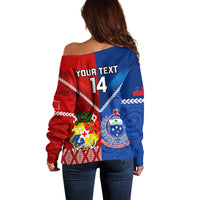 Custom Samoa And Tonga Rugby Off Shoulder Sweater 2023 World Cup Manu Samoa With Ikale Tahi - Wonder Print Shop