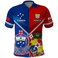 Custom Samoa And Tonga Rugby Polo Shirt 2023 World Cup Manu Samoa With Ikale Tahi - Wonder Print Shop
