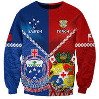 Custom Samoa And Tonga Rugby Sweatshirt 2023 World Cup Manu Samoa With Ikale Tahi - Wonder Print Shop
