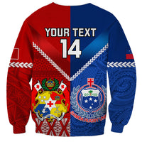 Custom Samoa And Tonga Rugby Sweatshirt 2023 World Cup Manu Samoa With Ikale Tahi - Wonder Print Shop
