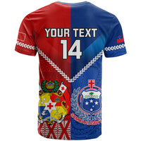 Custom Samoa And Tonga Rugby T Shirt 2023 World Cup Manu Samoa With Ikale Tahi - Wonder Print Shop