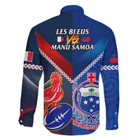 Samoa And France Rugby Family Matching Off Shoulder Maxi Dress and Hawaiian Shirt 2023 World Cup Manu Samoa With Les Bleus - Wonder Print Shop