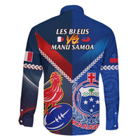 Samoa And France Rugby Family Matching Short Sleeve Bodycon Dress and Hawaiian Shirt 2023 World Cup Manu Samoa With Les Bleus - Wonder Print Shop