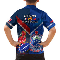 Samoa And France Rugby Family Matching Summer Maxi Dress and Hawaiian Shirt 2023 World Cup Manu Samoa With Les Bleus - Wonder Print Shop