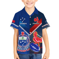 Samoa And France Rugby Kid Hawaiian Shirt 2023 World Cup Manu Samoa With Les Bleus - Wonder Print Shop