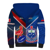 Samoa And France Rugby Sherpa Hoodie 2023 World Cup Manu Samoa With Les Bleus - Wonder Print Shop