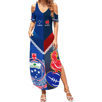 Samoa And France Rugby Summer Maxi Dress 2023 World Cup Manu Samoa With Les Bleus - Wonder Print Shop
