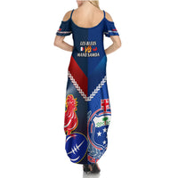 Samoa And France Rugby Summer Maxi Dress 2023 World Cup Manu Samoa With Les Bleus - Wonder Print Shop