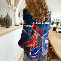 Samoa And France Rugby Women Casual Shirt 2023 World Cup Manu Samoa With Les Bleus - Wonder Print Shop