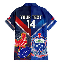 Custom Samoa And France Rugby Family Matching Mermaid Dress and Hawaiian Shirt 2023 World Cup Manu Samoa With Les Bleus - Wonder Print Shop