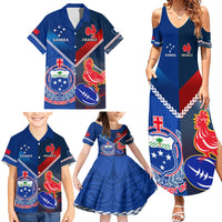 Custom Samoa And France Rugby Family Matching Summer Maxi Dress and Hawaiian Shirt 2023 World Cup Manu Samoa With Les Bleus - Wonder Print Shop