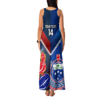 Custom Samoa And France Rugby Family Matching Tank Maxi Dress and Hawaiian Shirt 2023 World Cup Manu Samoa With Les Bleus - Wonder Print Shop