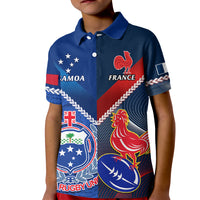Custom Samoa And France Rugby Kid Polo Shirt 2023 World Cup Manu Samoa With Les Bleus - Wonder Print Shop