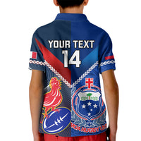 Custom Samoa And France Rugby Kid Polo Shirt 2023 World Cup Manu Samoa With Les Bleus - Wonder Print Shop
