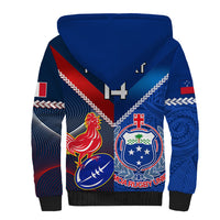 Custom Samoa And France Rugby Sherpa Hoodie 2023 World Cup Manu Samoa With Les Bleus - Wonder Print Shop