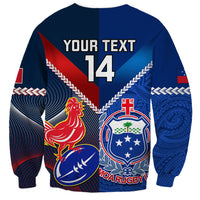 Custom Samoa And France Rugby Sweatshirt 2023 World Cup Manu Samoa With Les Bleus - Wonder Print Shop