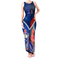 Custom Samoa And France Rugby Tank Maxi Dress 2023 World Cup Manu Samoa With Les Bleus - Wonder Print Shop