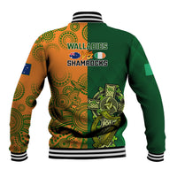 Australia And Ireland Rugby Baseball Jacket 2023 World Cup Walllabies With Shamrocks - Wonder Print Shop