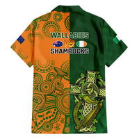 Australia And Ireland Rugby Family Matching Long Sleeve Bodycon Dress and Hawaiian Shirt 2023 World Cup Walllabies With Shamrocks - Wonder Print Shop