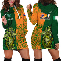 Australia And Ireland Rugby Hoodie Dress 2023 World Cup Walllabies With Shamrocks - Wonder Print Shop