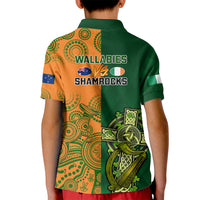 Australia And Ireland Rugby Kid Polo Shirt 2023 World Cup Walllabies With Shamrocks - Wonder Print Shop