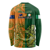Australia And Ireland Rugby Long Sleeve Shirt 2023 World Cup Walllabies With Shamrocks - Wonder Print Shop