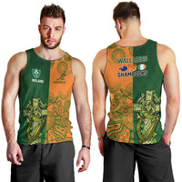 Australia And Ireland Rugby Men Tank Top 2023 World Cup Walllabies With Shamrocks - Wonder Print Shop