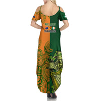 Australia And Ireland Rugby Summer Maxi Dress 2023 World Cup Walllabies With Shamrocks - Wonder Print Shop