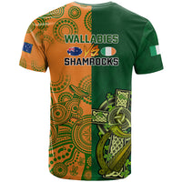 Australia And Ireland Rugby T Shirt 2023 World Cup Walllabies With Shamrocks - Wonder Print Shop