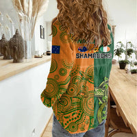 Australia And Ireland Rugby Women Casual Shirt 2023 World Cup Walllabies With Shamrocks - Wonder Print Shop