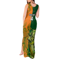 Custom Australia And Ireland Rugby Tank Maxi Dress 2023 World Cup Walllabies With Shamrocks - Wonder Print Shop