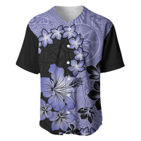 Purple Hawaii Baseball Jersey Tapa Cloth Mix Tropical Flowers Pastel Vibes - Wonder Print Shop