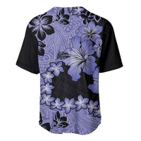 Purple Hawaii Baseball Jersey Tapa Cloth Mix Tropical Flowers Pastel Vibes - Wonder Print Shop