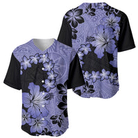 Purple Hawaii Baseball Jersey Tapa Cloth Mix Tropical Flowers Pastel Vibes - Wonder Print Shop