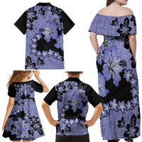 Purple Hawaii Family Matching Off Shoulder Maxi Dress and Hawaiian Shirt Tapa Cloth Mix Tropical Flowers Pastel Vibes - Wonder Print Shop