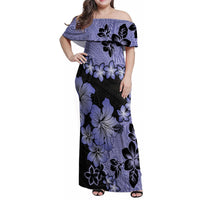 Purple Hawaii Family Matching Off Shoulder Maxi Dress and Hawaiian Shirt Tapa Cloth Mix Tropical Flowers Pastel Vibes - Wonder Print Shop