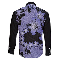 Purple Hawaii Family Matching Off Shoulder Short Dress and Hawaiian Shirt Tapa Cloth Mix Tropical Flowers Pastel Vibes - Wonder Print Shop