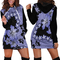 Purple Hawaii Hoodie Dress Tapa Cloth Mix Tropical Flowers Pastel Vibes - Wonder Print Shop