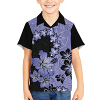 Purple Hawaii Kid Hawaiian Shirt Tapa Cloth Mix Tropical Flowers Pastel Vibes - Wonder Print Shop