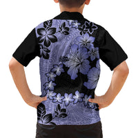Purple Hawaii Kid Hawaiian Shirt Tapa Cloth Mix Tropical Flowers Pastel Vibes - Wonder Print Shop