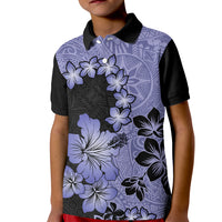 Purple Hawaii Kid Polo Shirt Tapa Cloth Mix Tropical Flowers Pastel Vibes - Wonder Print Shop
