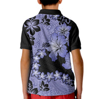 Purple Hawaii Kid Polo Shirt Tapa Cloth Mix Tropical Flowers Pastel Vibes - Wonder Print Shop