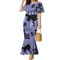 Purple Hawaii Mermaid Dress Tapa Cloth Mix Tropical Flowers Pastel Vibes - Wonder Print Shop