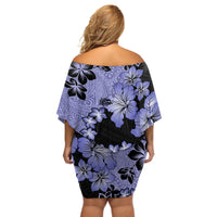Purple Hawaii Off Shoulder Short Dress Tapa Cloth Mix Tropical Flowers Pastel Vibes - Wonder Print Shop