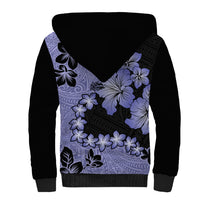Purple Hawaii Sherpa Hoodie Tapa Cloth Mix Tropical Flowers Pastel Vibes - Wonder Print Shop