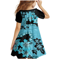 Blue Hawaii Family Matching Mermaid Dress and Hawaiian Shirt Tapa Cloth Mix Tropical Flowers Pastel Vibes - Wonder Print Shop